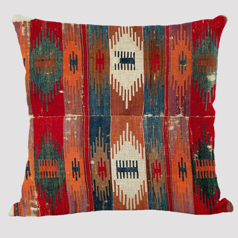 HKM-711443 Bohemian Double-Sided Geometric Linen Pillow with PP Cotton Filler