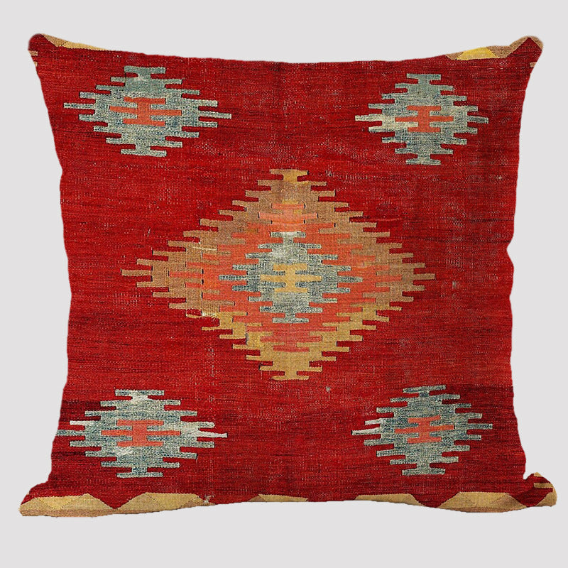 HKM-711443 Bohemian Double-Sided Geometric Linen Pillow with PP Cotton Filler