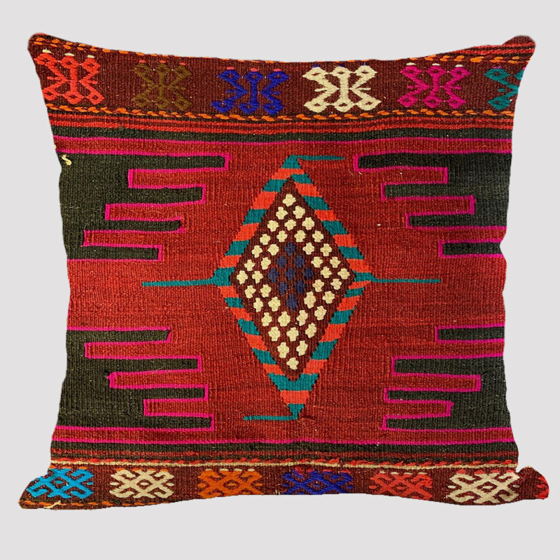 HKM-711443 Bohemian Double-Sided Geometric Linen Pillow with PP Cotton Filler