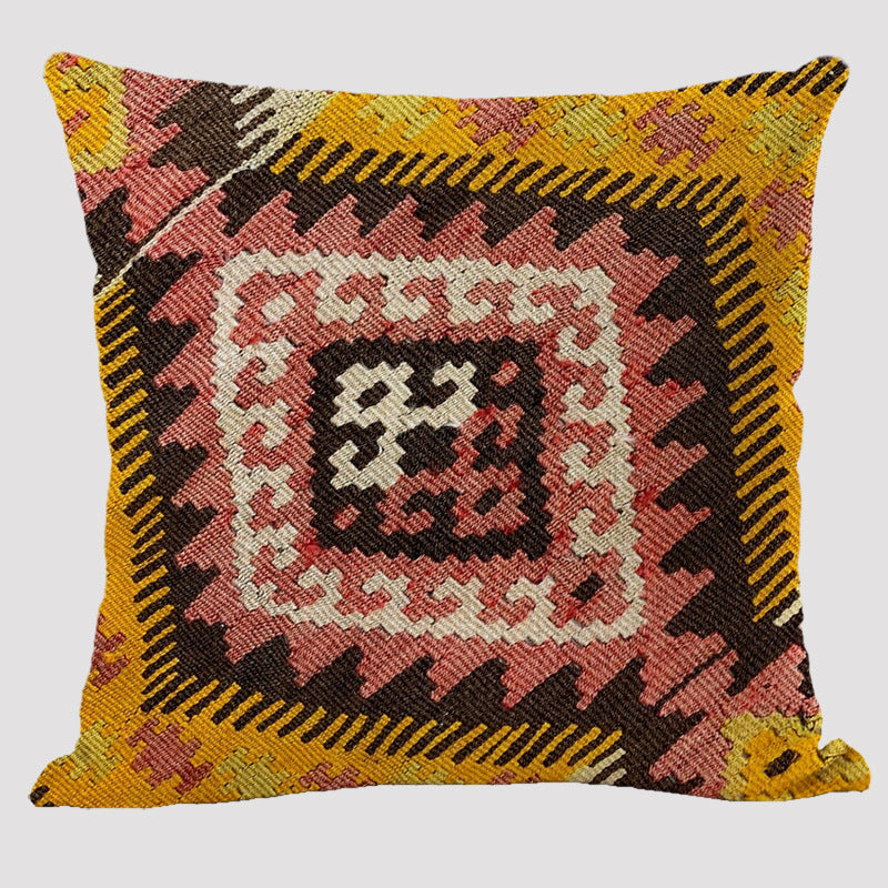 HKM-711443 Bohemian Double-Sided Geometric Linen Pillow with PP Cotton Filler