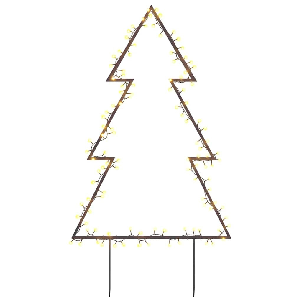 HKM-711443 LED Christmas Tree with Ground Spikes, Warm White Light, 115 LEDs, 8 Lighting Modes, 90 cm Height