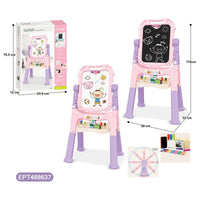 HKM-711443 Magnetic Double-Sided Drawing Board Educational Writing Toy Easel with Stationery Set for Toddlers
