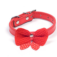 HKM-711507 Knitted Bow Pet Collar in Cotton with PU Buckle - Multiple Colors Available