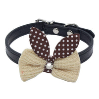 HKM-711507 Knitted Bow Pet Collar in Cotton with PU Buckle - Multiple Colors Available