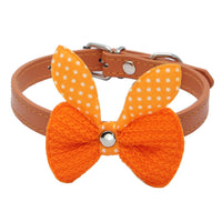 HKM-711507 Knitted Bow Pet Collar in Cotton with PU Buckle - Multiple Colors Available