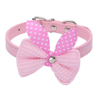 HKM-711507 Knitted Bow Pet Collar in Cotton with PU Buckle - Multiple Colors Available