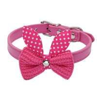 HKM-711507 Knitted Bow Pet Collar in Cotton with PU Buckle - Multiple Colors Available