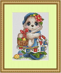 HKM-711635 Chinese Landscape Rabbit Style Cross Stitch Set - 14 CT for Living Room Decor