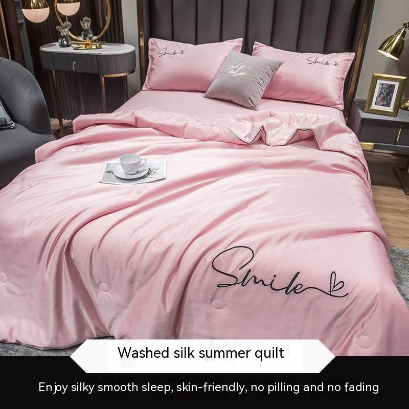 HKM-711635 Lightweight Ice Silk Summer Blanket – Washable Tencel Duvet for Air Conditioning – Available in Multiple Sizes
