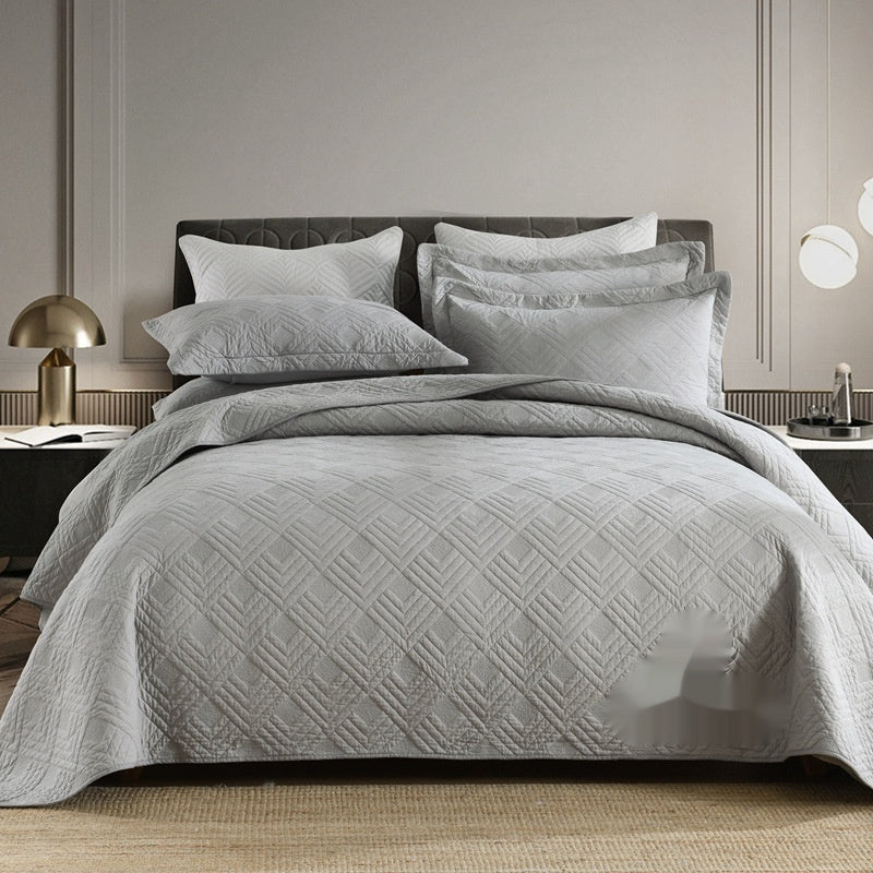 HKM-711635 Plus-Sized Solid Color Pure Cotton Three-Piece Bed Cover Set for 1.5-2.0m Beds