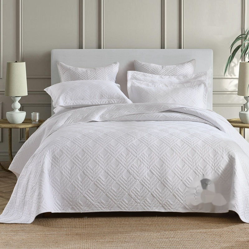 HKM-711635 Plus-Sized Solid Color Pure Cotton Three-Piece Bed Cover Set for 1.5-2.0m Beds