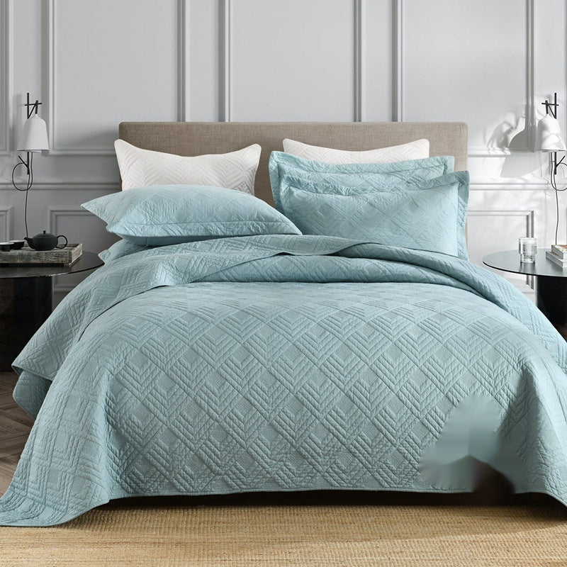 HKM-711635 Plus-Sized Solid Color Pure Cotton Three-Piece Bed Cover Set for 1.5-2.0m Beds