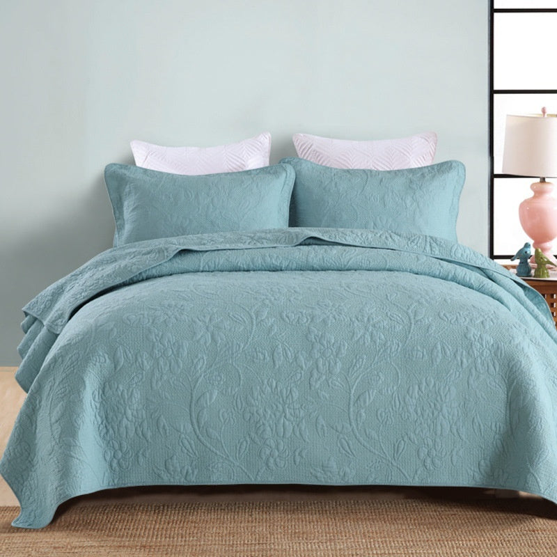 HKM-711635 Plus-Sized Solid Color Pure Cotton Three-Piece Bed Cover Set for 1.5-2.0m Beds