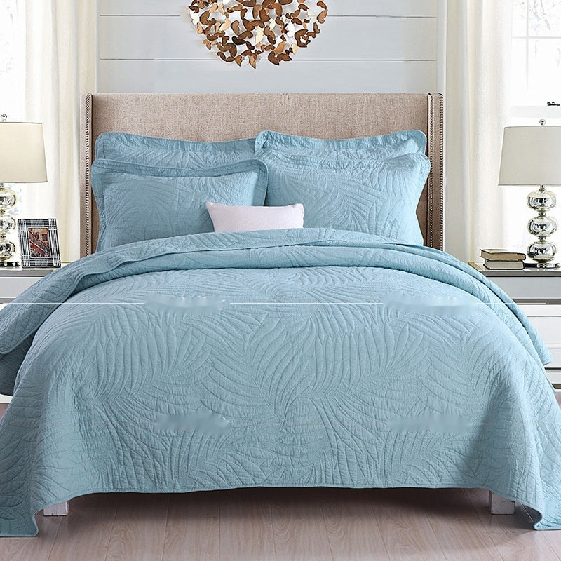 HKM-711635 Plus-Sized Solid Color Pure Cotton Three-Piece Bed Cover Set for 1.5-2.0m Beds