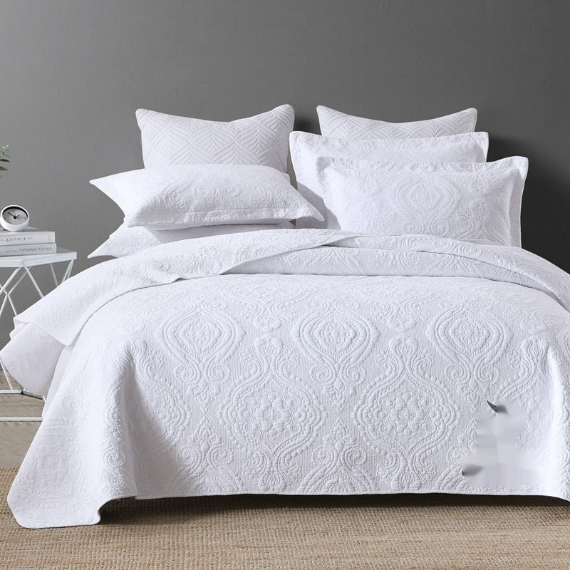 HKM-711635 Plus-Sized Solid Color Pure Cotton Three-Piece Bed Cover Set for 1.5-2.0m Beds