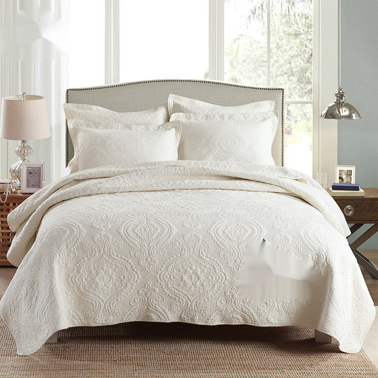 HKM-711635 Plus-Sized Solid Color Pure Cotton Three-Piece Bed Cover Set for 1.5-2.0m Beds