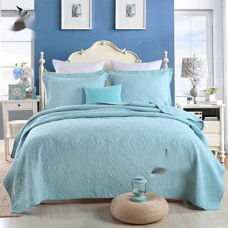 HKM-711635 Plus-Sized Solid Color Pure Cotton Three-Piece Bed Cover Set for 1.5-2.0m Beds