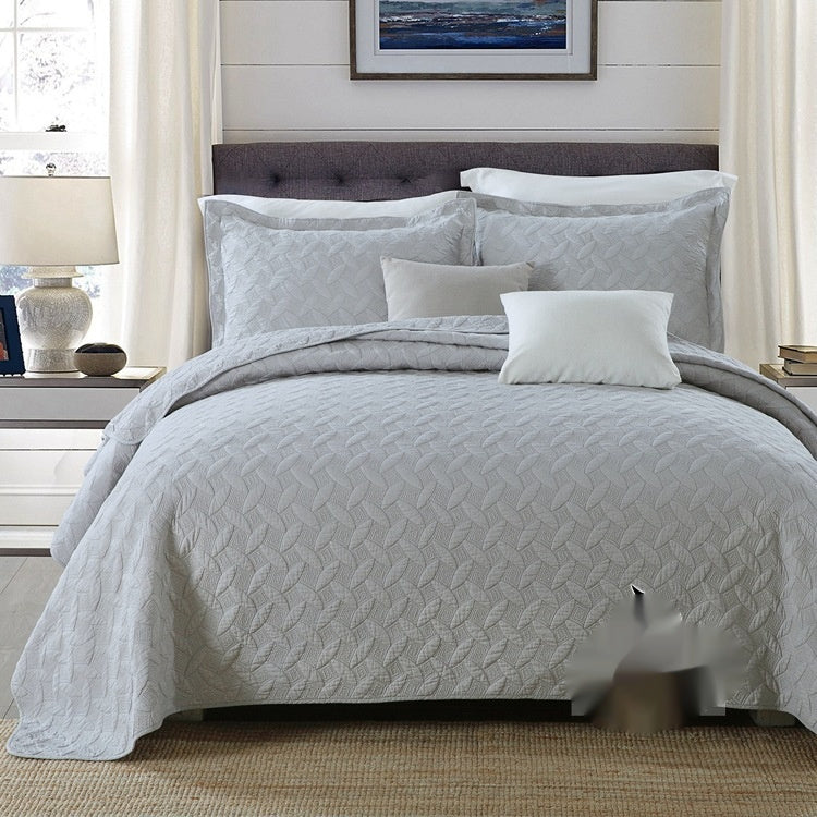 HKM-711635 Plus-Sized Solid Color Pure Cotton Three-Piece Bed Cover Set for 1.5-2.0m Beds