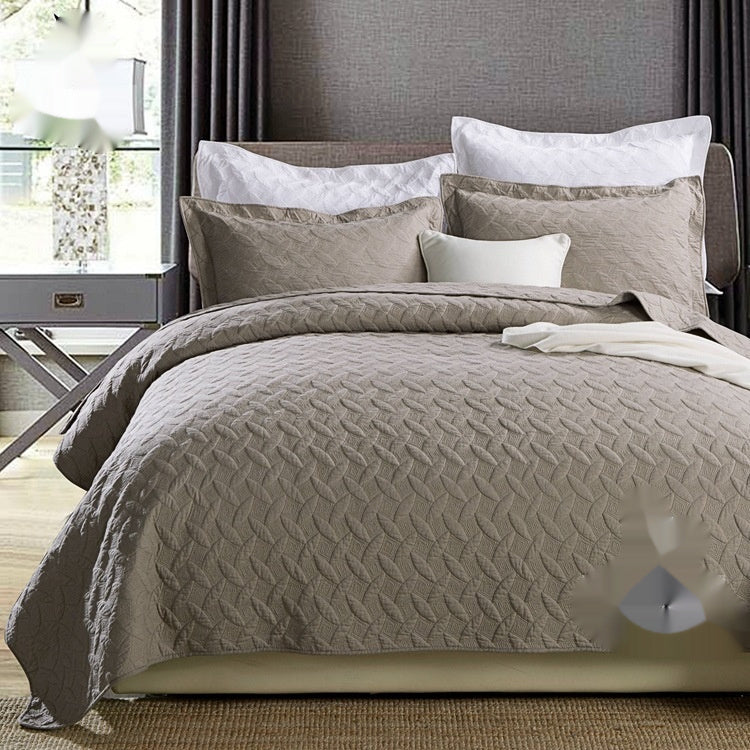 HKM-711635 Plus-Sized Solid Color Pure Cotton Three-Piece Bed Cover Set for 1.5-2.0m Beds