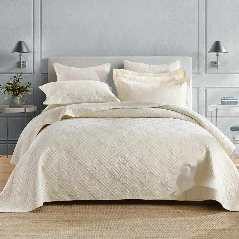 HKM-711635 Plus-Sized Solid Color Pure Cotton Three-Piece Bed Cover Set for 1.5-2.0m Beds