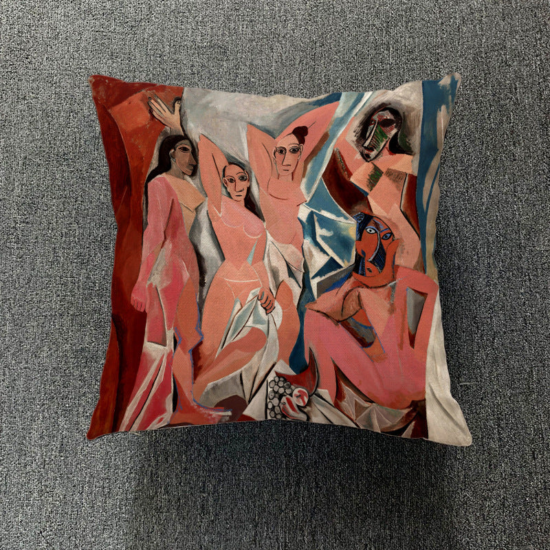 HKM-711699 Creative European-Style Cotton Cushion Cover, 45x45cm, Character Design for Living Room & Bedroom