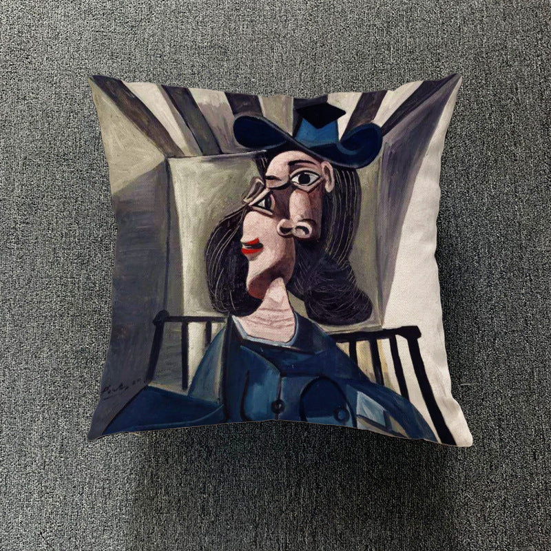 HKM-711699 Creative European-Style Cotton Cushion Cover, 45x45cm, Character Design for Living Room & Bedroom