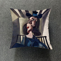 HKM-711699 Creative European-Style Cotton Cushion Cover, 45x45cm, Character Design for Living Room & Bedroom