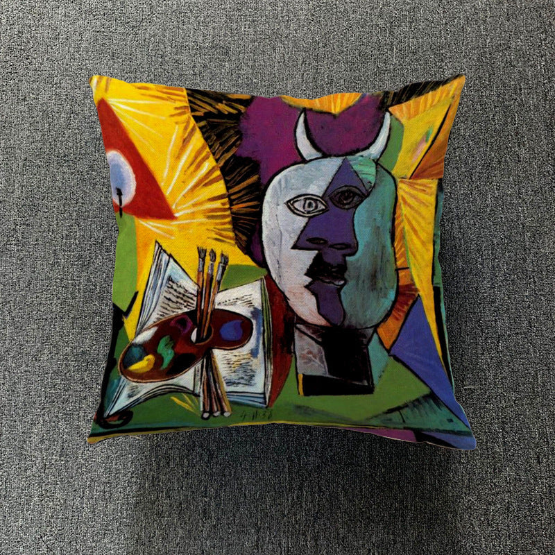 HKM-711699 Creative European-Style Cotton Cushion Cover, 45x45cm, Character Design for Living Room & Bedroom
