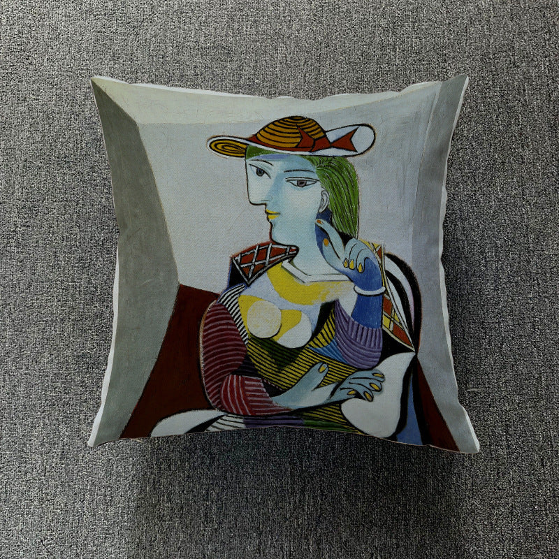 HKM-711699 Creative European-Style Cotton Cushion Cover, 45x45cm, Character Design for Living Room & Bedroom