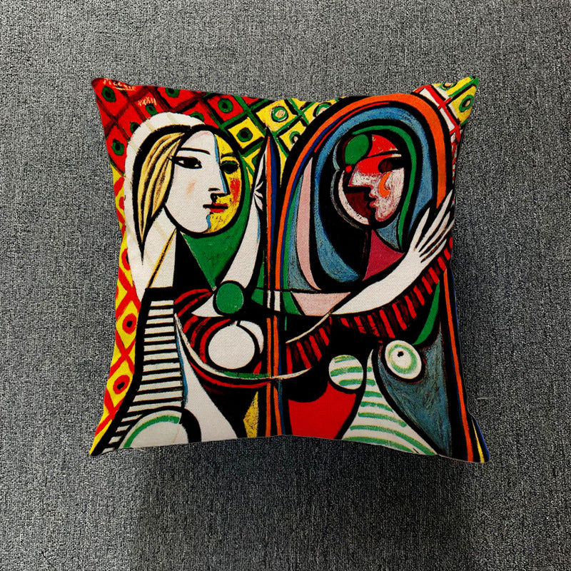 HKM-711699 Creative European-Style Cotton Cushion Cover, 45x45cm, Character Design for Living Room & Bedroom