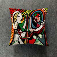 HKM-711699 Creative European-Style Cotton Cushion Cover, 45x45cm, Character Design for Living Room & Bedroom