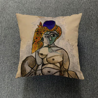 HKM-711699 Creative European-Style Cotton Cushion Cover, 45x45cm, Character Design for Living Room & Bedroom