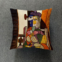 HKM-711699 Creative European-Style Cotton Cushion Cover, 45x45cm, Character Design for Living Room & Bedroom