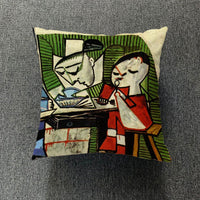 HKM-711699 Creative European-Style Cotton Cushion Cover, 45x45cm, Character Design for Living Room & Bedroom