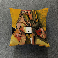 HKM-711699 Creative European-Style Cotton Cushion Cover, 45x45cm, Character Design for Living Room & Bedroom
