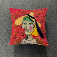 HKM-711699 Creative European-Style Cotton Cushion Cover, 45x45cm, Character Design for Living Room & Bedroom