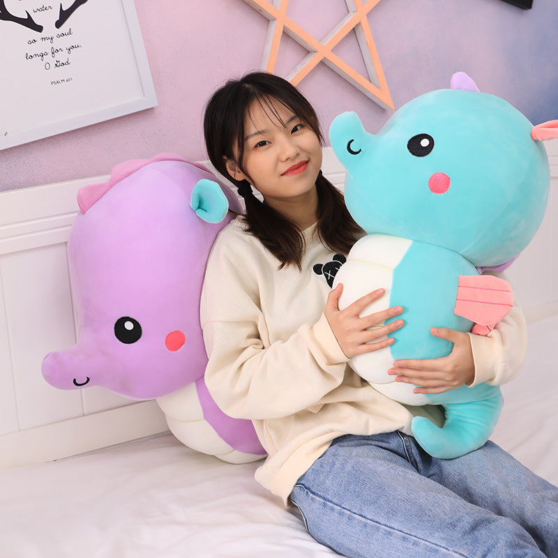 HKM-711763 Large Plush Toy Angel Seahorse Doll Pillow - Super Soft Crystal Fabric with PP Cotton Filler