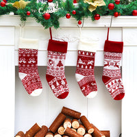 HKM-712083 Jacquard Knitted Christmas Gift Bag - Festive Designs with Various Characters and Colors