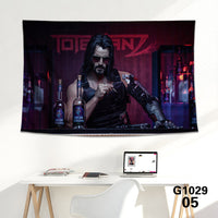 HKM-712339 Cyberpunk 2077 Tapestry Wall Cloth - 150CM x 100CM & 100CM x 66CM - 3D Digital Print Polyester Short Plush