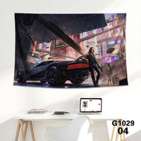 HKM-712339 Cyberpunk 2077 Tapestry Wall Cloth - 150CM x 100CM & 100CM x 66CM - 3D Digital Print Polyester Short Plush