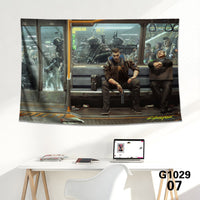 HKM-712339 Cyberpunk 2077 Tapestry Wall Cloth - 150CM x 100CM & 100CM x 66CM - 3D Digital Print Polyester Short Plush