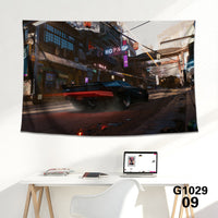 HKM-712339 Cyberpunk 2077 Tapestry Wall Cloth - 150CM x 100CM & 100CM x 66CM - 3D Digital Print Polyester Short Plush