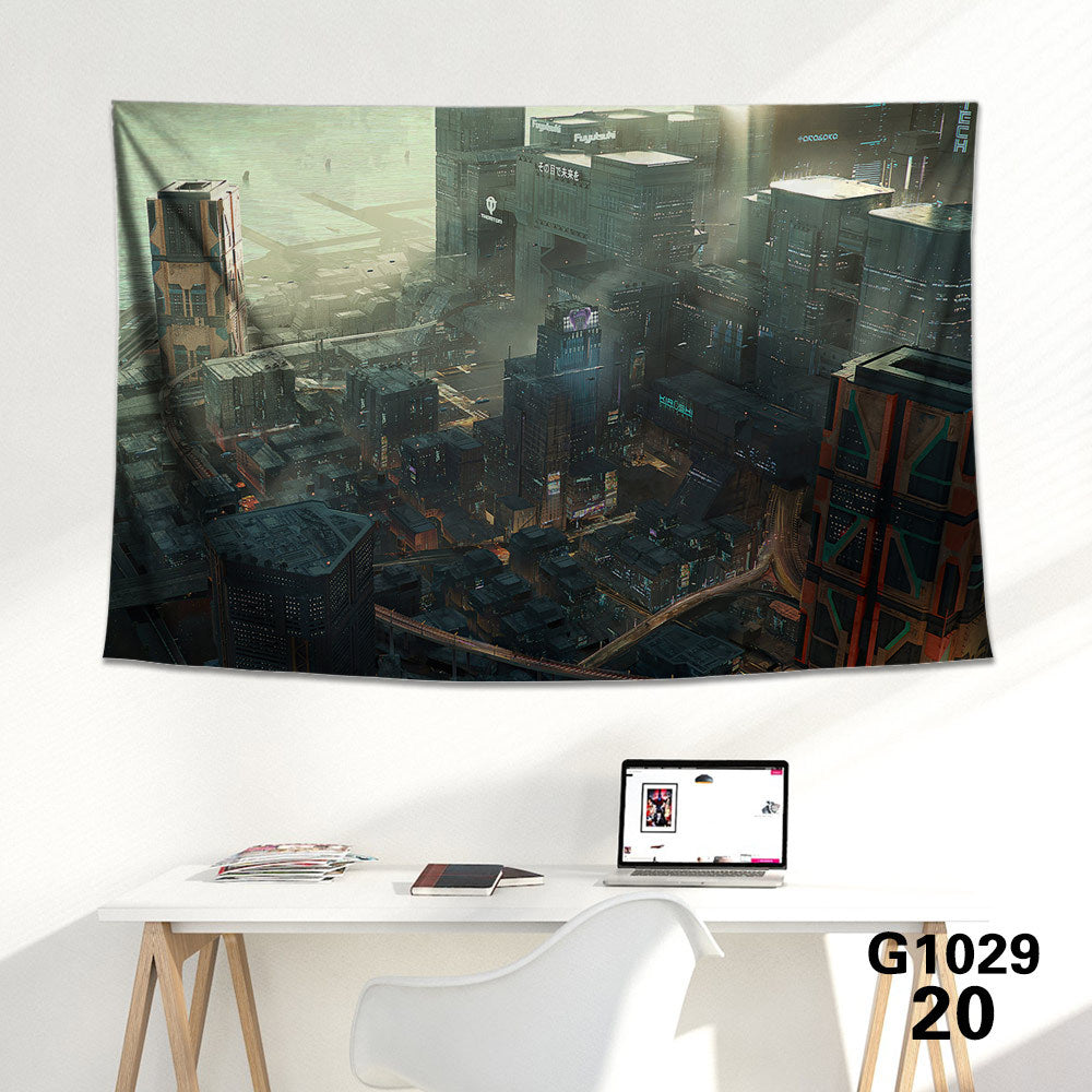 HKM-712339 Cyberpunk 2077 Tapestry Wall Cloth - 150CM x 100CM & 100CM x 66CM - 3D Digital Print Polyester Short Plush