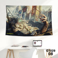 HKM-712339 Cyberpunk 2077 Tapestry Wall Cloth - 150CM x 100CM & 100CM x 66CM - 3D Digital Print Polyester Short Plush