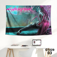 HKM-712339 Cyberpunk 2077 Tapestry Wall Cloth - 150CM x 100CM & 100CM x 66CM - 3D Digital Print Polyester Short Plush
