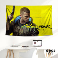 HKM-712339 Cyberpunk 2077 Tapestry Wall Cloth - 150CM x 100CM & 100CM x 66CM - 3D Digital Print Polyester Short Plush