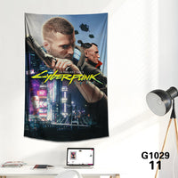 HKM-712339 Cyberpunk 2077 Tapestry Wall Cloth - 150CM x 100CM & 100CM x 66CM - 3D Digital Print Polyester Short Plush
