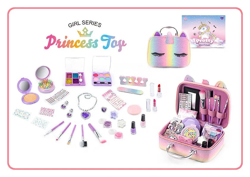 HKM-712467 Kids Pretend Play Makeup Toy Set with Portable Storage Box, Safe and Fun for Ages 2-13