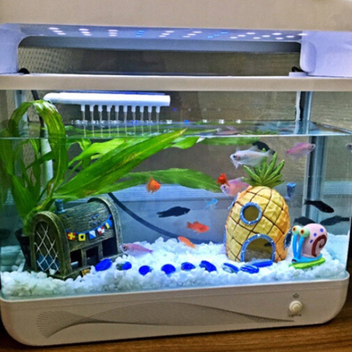HKM-712467 Pineapple House Aquarium Decoration for Fish Tank, Resin Material, 13 Height