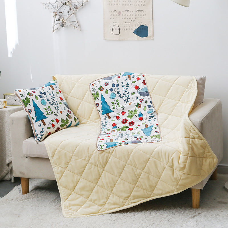 KTX-712467 Thickened Crystal Velvet Dual-Purpose Pillow and Blanket for Car and Sofa